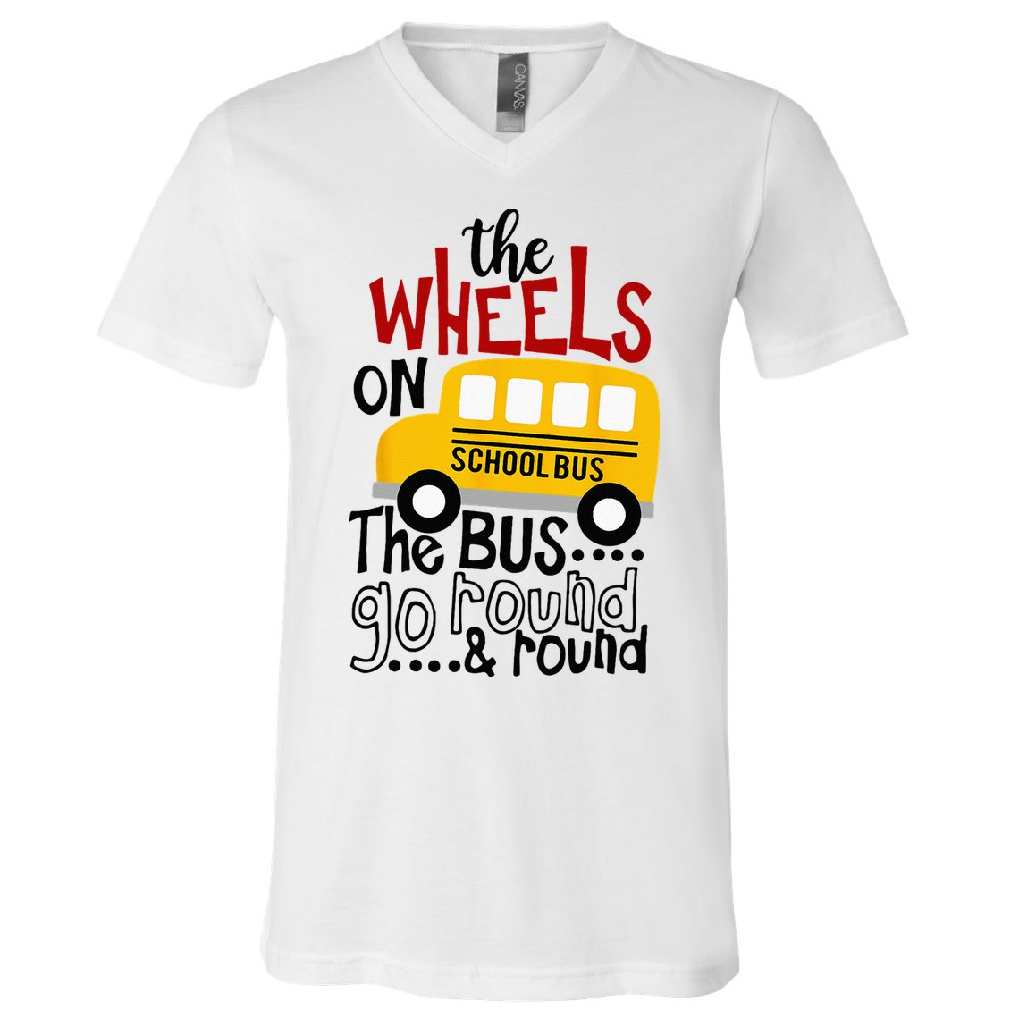 Back To School Funny The WHEELS On The BUS Kids V-Neck T-Shirt