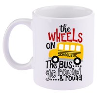 Back To School Funny The WHEELS On The BUS Kids 11oz C Handle Ceramic Mug