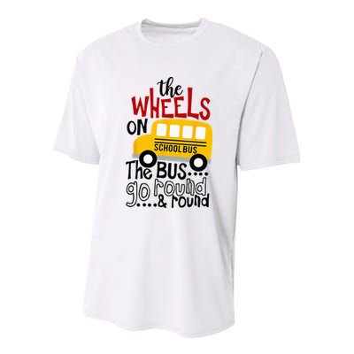 Back To School Funny The WHEELS On The BUS Kids Youth Performance Sprint T-Shirt