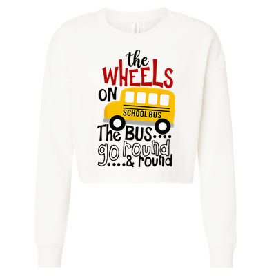 Back To School Funny The WHEELS On The BUS Kids Cropped Pullover Crew