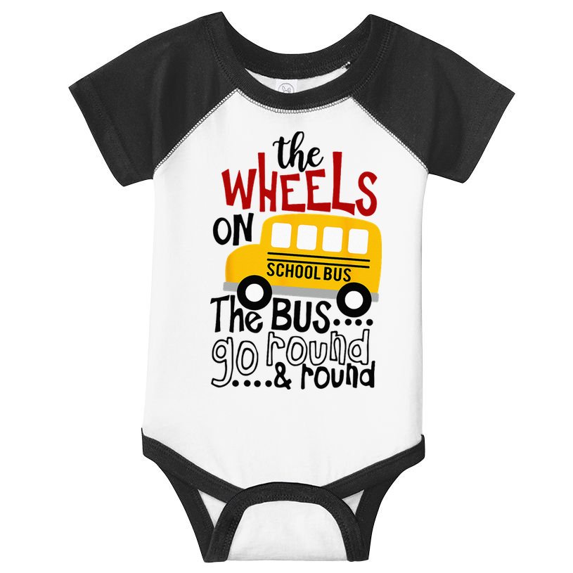 Back To School Funny The WHEELS On The BUS Kids Infant Baby Jersey Bodysuit