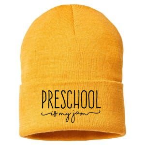 Back To School Preschool Is My Jam Pre K Teachers Student Sustainable Knit Beanie