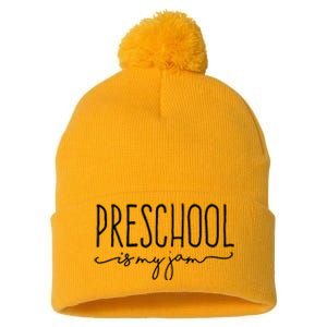 Back To School Preschool Is My Jam Pre K Teachers Student Pom Pom 12in Knit Beanie