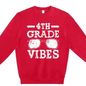 Back To School 4th Grade Vibes First Day Teacher Premium Crewneck Sweatshirt