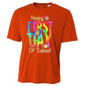 Back To School Teacher Student Happy First Day Of School Cooling Performance Crew T-Shirt