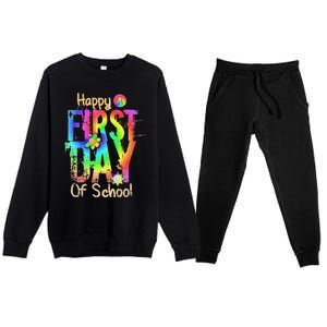 Back To School Teacher Student Happy First Day Of School Premium Crewneck Sweatsuit Set