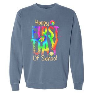 Back To School Teacher Student Happy First Day Of School Garment-Dyed Sweatshirt