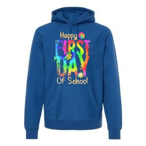 Back To School Teacher Student Happy First Day Of School Premium Hoodie