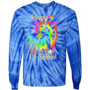 Back To School Teacher Student Happy First Day Of School Tie-Dye Long Sleeve Shirt