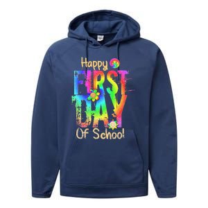 Back To School Teacher Student Happy First Day Of School Performance Fleece Hoodie