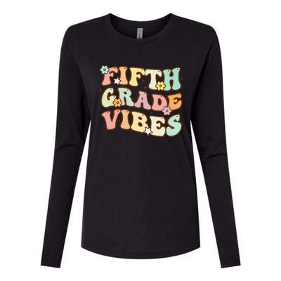 Back To School Fifth Grade Vibes Student Teacher Women Womens Cotton Relaxed Long Sleeve T-Shirt