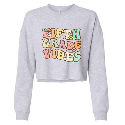 Back To School Fifth Grade Vibes Student Teacher Women Cropped Pullover Crew