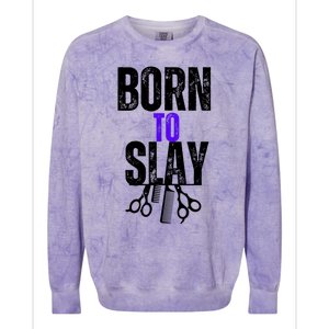 Born To Slay Hairdresser Hairstylist Colorblast Crewneck Sweatshirt