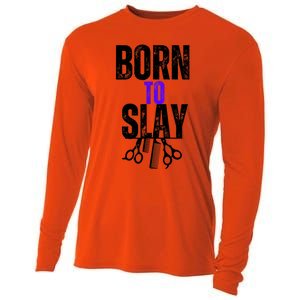 Born To Slay Hairdresser Hairstylist Cooling Performance Long Sleeve Crew