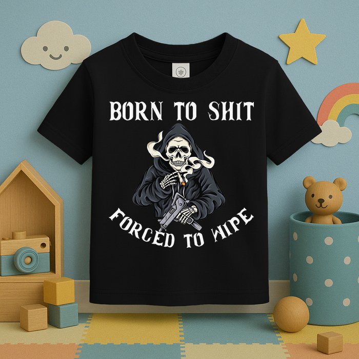 Born to Shit Forced to Wipe Born 2 Shit Forced 2 Wipe Toddler T-Shirt