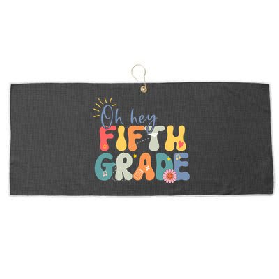 Back To School Fifth Grade Vibes Retro Hello 5Th Grade Gift Large Microfiber Waffle Golf Towel