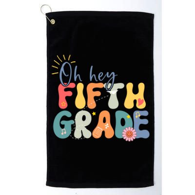 Back To School Fifth Grade Vibes Retro Hello 5Th Grade Gift Platinum Collection Golf Towel