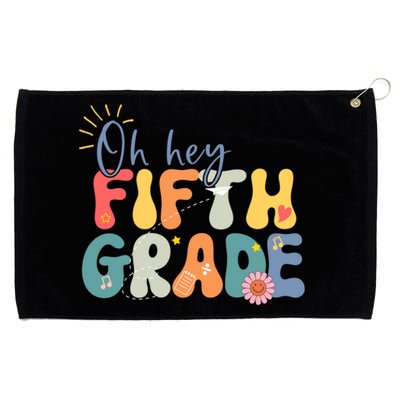 Back To School Fifth Grade Vibes Retro Hello 5Th Grade Gift Grommeted Golf Towel