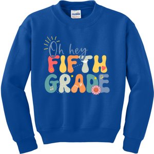 Back To School Fifth Grade Vibes Retro Hello 5Th Grade Gift Kids Sweatshirt