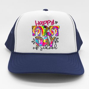 Back To School Teacher Student Happy First Day Of School Kids Trucker Hat