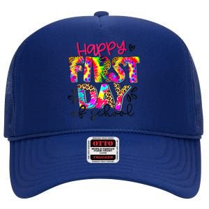 Back To School Teacher Student Happy First Day Of School Kids High Crown Mesh Back Trucker Hat