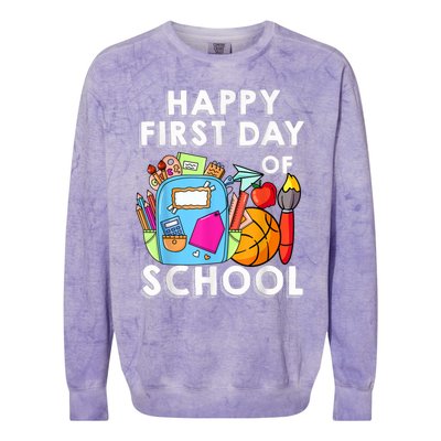 Back To School Happy First Day Of School Teacher Student Colorblast Crewneck Sweatshirt