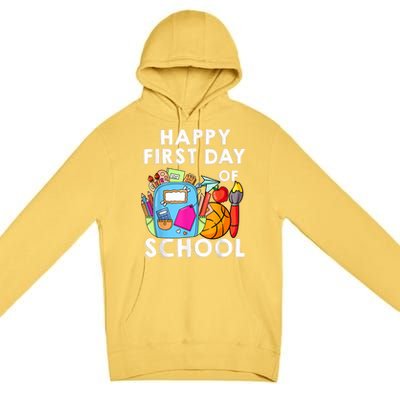 Back To School Happy First Day Of School Teacher Student Premium Pullover Hoodie