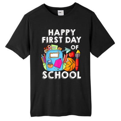 Back To School Happy First Day Of School Teacher Student Tall Fusion ChromaSoft Performance T-Shirt