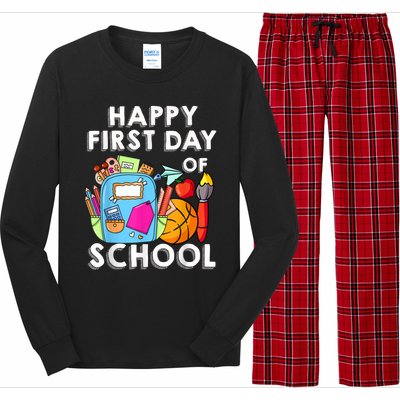 Back To School Happy First Day Of School Teacher Student Long Sleeve Pajama Set