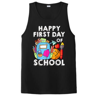 Back To School Happy First Day Of School Teacher Student PosiCharge Competitor Tank