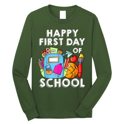 Back To School Happy First Day Of School Teacher Student Long Sleeve Shirt