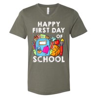 Back To School Happy First Day Of School Teacher Student V-Neck T-Shirt