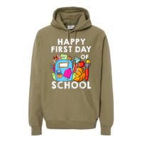 Back To School Happy First Day Of School Teacher Student Premium Hoodie