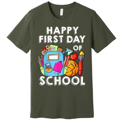 Back To School Happy First Day Of School Teacher Student Premium T-Shirt