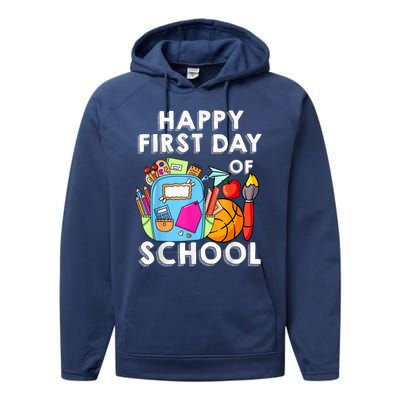 Back To School Happy First Day Of School Teacher Student Performance Fleece Hoodie