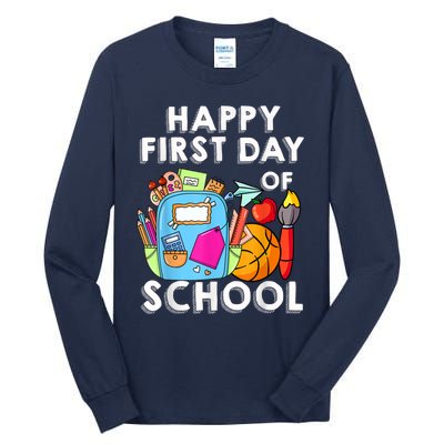 Back To School Happy First Day Of School Teacher Student Tall Long Sleeve T-Shirt