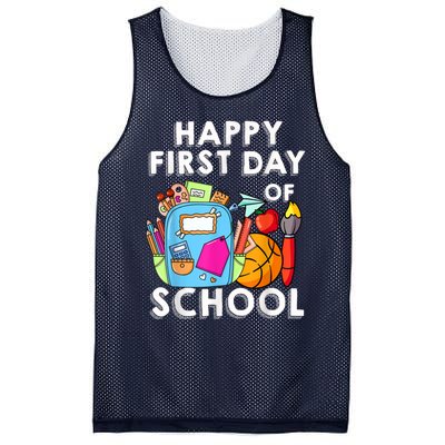 Back To School Happy First Day Of School Teacher Student Mesh Reversible Basketball Jersey Tank