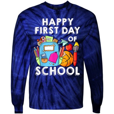 Back To School Happy First Day Of School Teacher Student Tie-Dye Long Sleeve Shirt