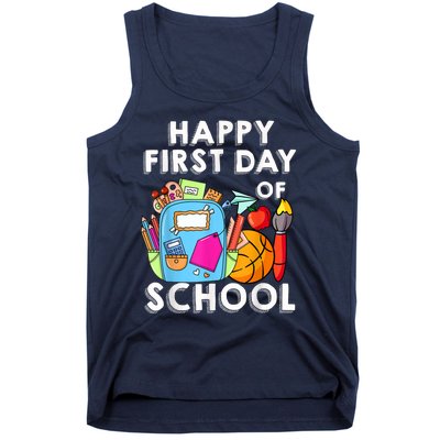 Back To School Happy First Day Of School Teacher Student Tank Top