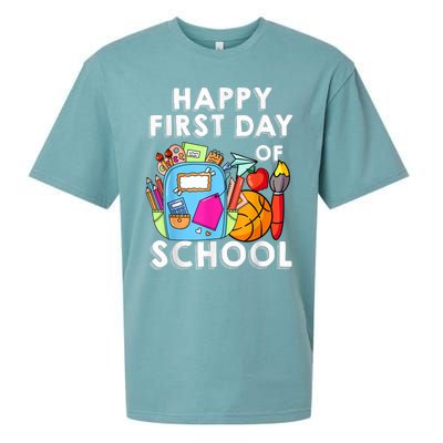 Back To School Happy First Day Of School Teacher Student Sueded Cloud Jersey T-Shirt