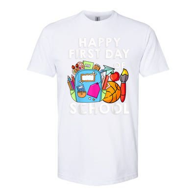 Back To School Happy First Day Of School Teacher Student Softstyle CVC T-Shirt