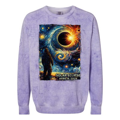 Bigfoot Total Solar Eclipse America Sasquatch Starry Night Colorblast Crewneck Sweatshirt