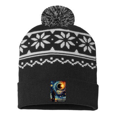 Bigfoot Total Solar Eclipse America Sasquatch Starry Night USA-Made Snowflake Beanie