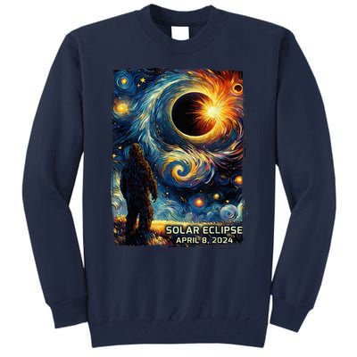 Bigfoot Total Solar Eclipse America Sasquatch Starry Night Tall Sweatshirt