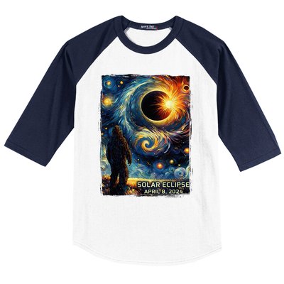 Bigfoot Total Solar Eclipse America Sasquatch Starry Night Baseball Sleeve Shirt