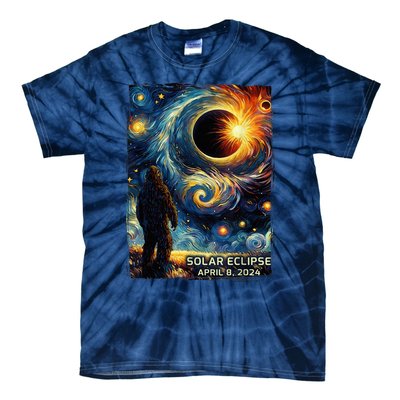 Bigfoot Total Solar Eclipse America Sasquatch Starry Night Tie-Dye T-Shirt