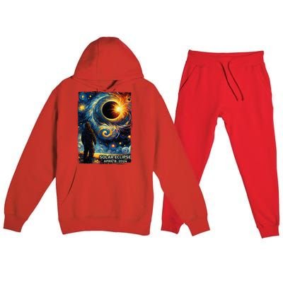 Bigfoot Total Solar Eclipse America Sasquatch Starry Night Premium Hooded Sweatsuit Set