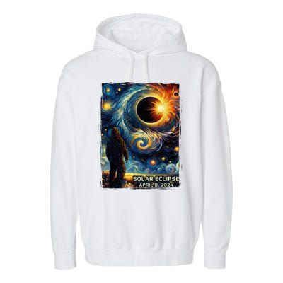 Bigfoot Total Solar Eclipse America Sasquatch Starry Night Garment-Dyed Fleece Hoodie