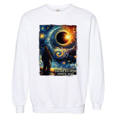 Bigfoot Total Solar Eclipse America Sasquatch Starry Night Garment-Dyed Sweatshirt