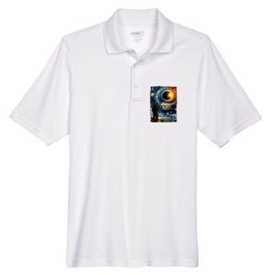 Bigfoot Total Solar Eclipse America Sasquatch Starry Night Men's Origin Performance Piqué Polo